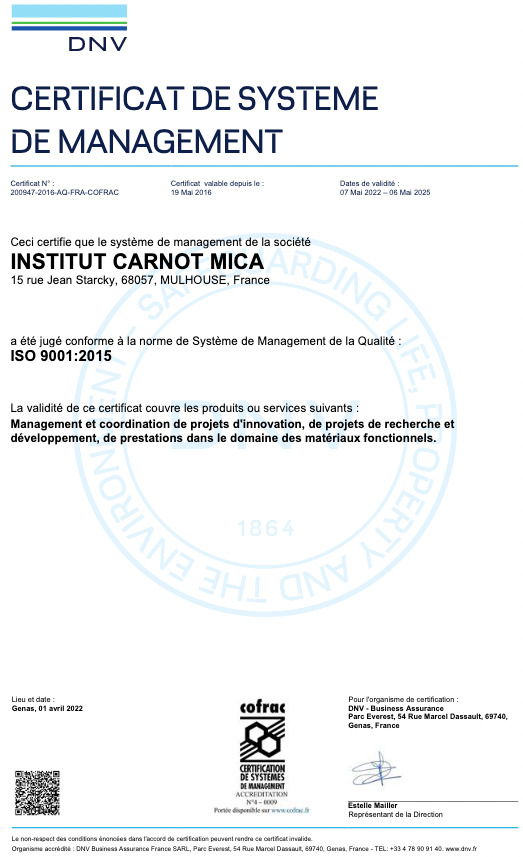 Certificar iso 9001 de l'institut carnot mica